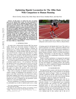 Optimizing Bipedal Locomotion for The 100m Dash With Comparison to Human Running