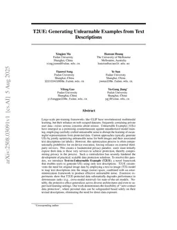 T2UE: Generating Unlearnable Examples from Text Descriptions