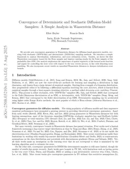 Convergence of Deterministic and Stochastic Diffusion-Model Samplers: A Simple Analysis in Wasserstein Distance
