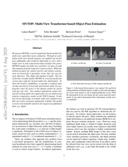 MVTOP: Multi-View Transformer-based Object Pose-Estimation