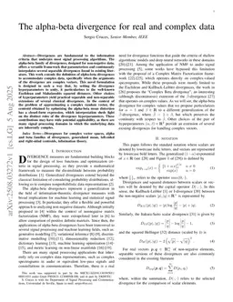 The alpha-beta divergence for real and complex data