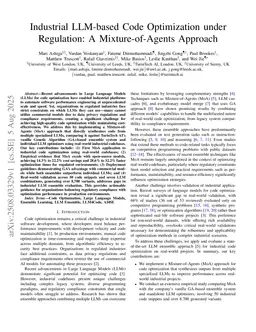 Industrial LLM-based Code Optimization under Regulation: A Mixture-of-Agents Approach