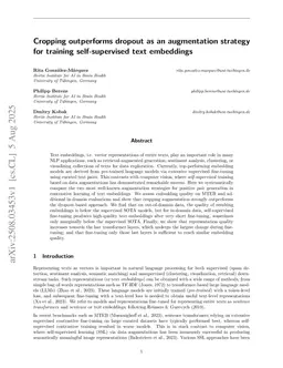 Cropping outperforms dropout as an augmentation strategy for training self-supervised text embeddings