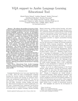 VQA support to Arabic Language Learning Educational Tool