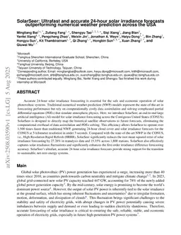 SolarSeer: Ultrafast and accurate 24-hour solar irradiance forecasts outperforming numerical weather prediction across the USA