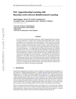 PAC Apprenticeship Learning with Bayesian Active Inverse Reinforcement Learning