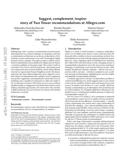 Suggest, Complement, Inspire: Story of Two Tower Recommendations at Allegro.com