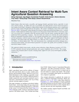 Intent Aware Context Retrieval for Multi-Turn Agricultural Question Answering