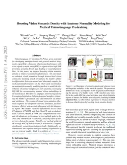 Boosting Vision Semantic Density with Anatomy Normality Modeling for Medical Vision-language Pre-training