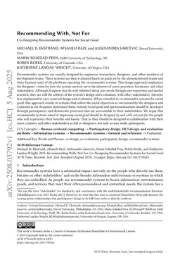 Recommending With, Not For: Co-Designing Recommender Systems for Social Good