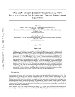 VAE-DNN: Energy-Efficient Trainable-by-Parts Surrogate Model For Parametric Partial Differential Equations