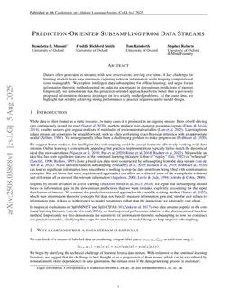Prediction-Oriented Subsampling from Data Streams