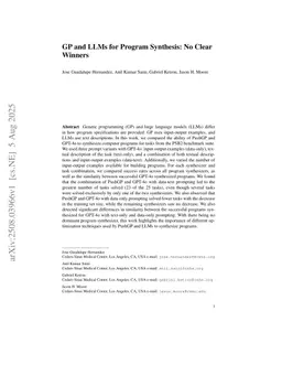 GP and LLMs for Program Synthesis: No Clear Winners