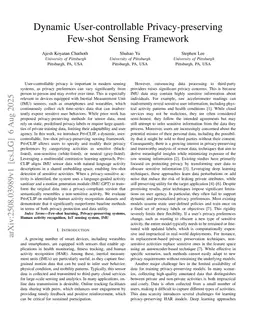 Dynamic User-controllable Privacy-preserving Few-shot Sensing Framework