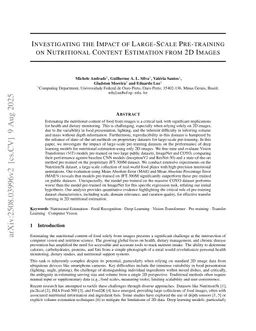 Investigating the Impact of Large-Scale Pre-training on Nutritional Content Estimation from 2D Images