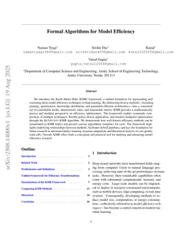 Formal Algorithms for Model Efficiency