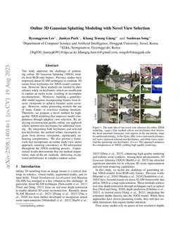 Online 3D Gaussian Splatting Modeling with Novel View Selection