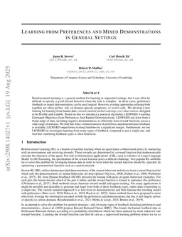 Learning from Preferences and Mixed Demonstrations in General Settings