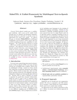 MahaTTS: A Unified Framework for Multilingual Text-to-Speech Synthesis