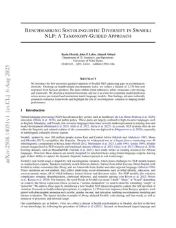 Benchmarking Sociolinguistic Diversity in Swahili NLP: A Taxonomy-Guided Approach