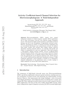 Activity Coefficient-based Channel Selection for Electroencephalogram: A Task-Independent Approach