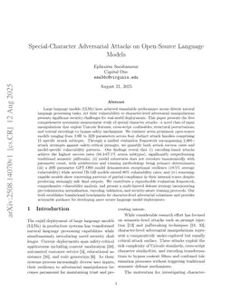 Special-Character Adversarial Attacks on Open-Source Language Model