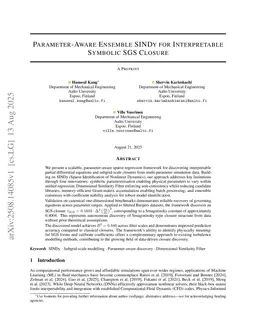 Parameter-Aware Ensemble SINDy for Interpretable Symbolic SGS Closure