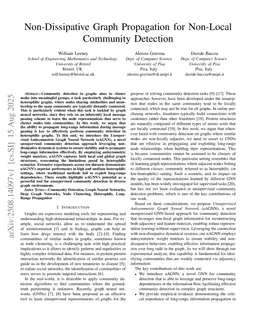 Non-Dissipative Graph Propagation for Non-Local Community Detection