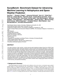 SuryaBench: Benchmark Dataset for Advancing Machine Learning in Heliophysics and Space Weather Prediction