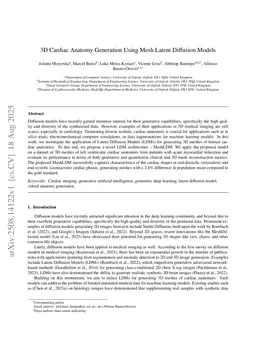 3D Cardiac Anatomy Generation Using Mesh Latent Diffusion Models
