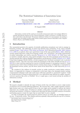 The Statistical Validation of Innovation Lens