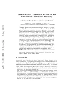 Towards Unified Probabilistic Verification and Validation of Vision-Based Autonomy
