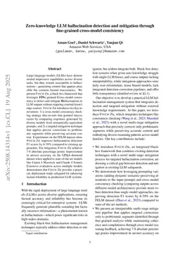 Zero-knowledge LLM hallucination detection and mitigation through fine-grained cross-model consistency