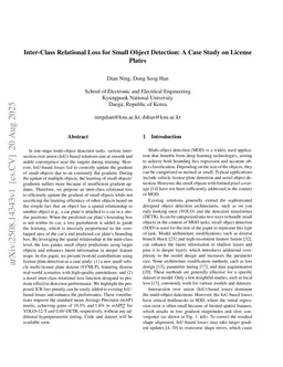 Inter-Class Relational Loss for Small Object Detection: A Case Study on License Plates