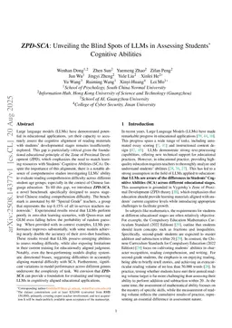 ZPD-SCA: Unveiling the Blind Spots of LLMs in Assessing Students' Cognitive Abilities