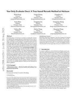 You Only Evaluate Once: A Tree-based Rerank Method at Meituan
