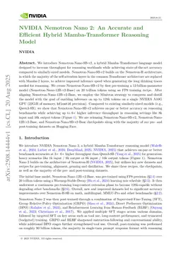 NVIDIA Nemotron Nano 2: An Accurate and Efficient Hybrid Mamba-Transformer Reasoning Model