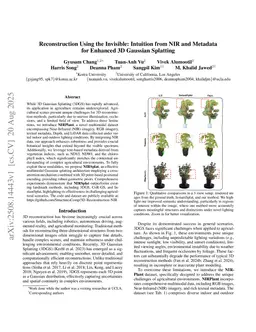 Reconstruction Using the Invisible: Intuition from NIR and Metadata for Enhanced 3D Gaussian Splatting