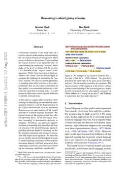 Reasoning is about giving reasons