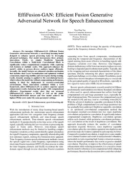 EffiFusion-GAN: Efficient Fusion Generative Adversarial Network for Speech Enhancement