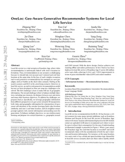 OneLoc: Geo-Aware Generative Recommender Systems for Local Life Service