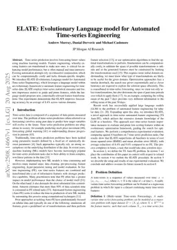 ELATE: Evolutionary Language model for Automated Time-series Engineering
