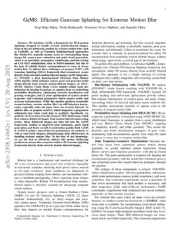 GeMS: Efficient Gaussian Splatting for Extreme Motion Blur