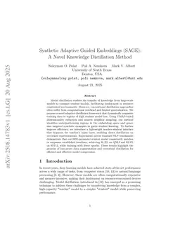 Synthetic Adaptive Guided Embeddings (SAGE): A Novel Knowledge Distillation Method