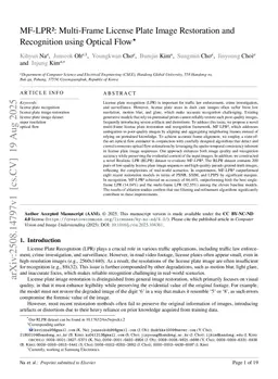 MF-LPR$^2$: Multi-Frame License Plate Image Restoration and Recognition using Optical Flow
