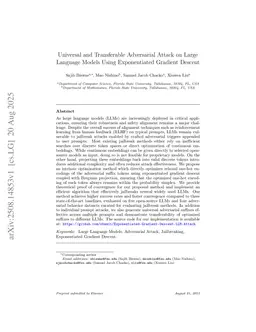 Universal and Transferable Adversarial Attack on Large Language Models Using Exponentiated Gradient Descent