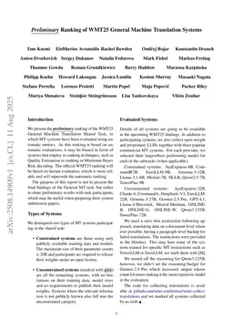 Preliminary Ranking of WMT25 General Machine Translation Systems