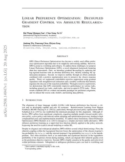 Linear Preference Optimization: Decoupled Gradient Control via Absolute Regularization
