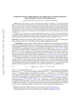 Generative Neural Operators of Log-Complexity Can Simultaneously Solve Infinitely Many Convex Programs