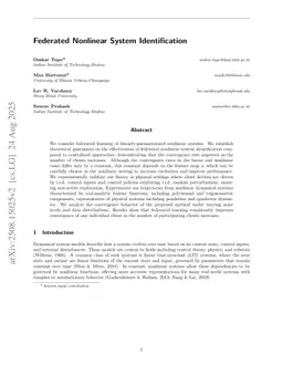 Federated Nonlinear System Identification
